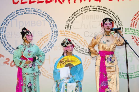 HONG KONG - OCT 19: Lingnan University organizes International Day on October 19, 2011 in Hong Kong. Students are performing Peking Opera to celebrate this event on campus. 