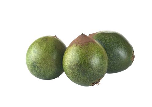 Fruit called Lucuma (lat. Pouteria lucuma) grown in the Andean region of Peru, which is very popular in Peru (Isolated on White)