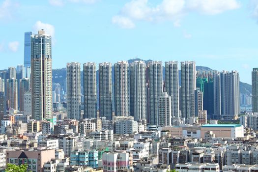 Hong Kong with crowded buildings 
