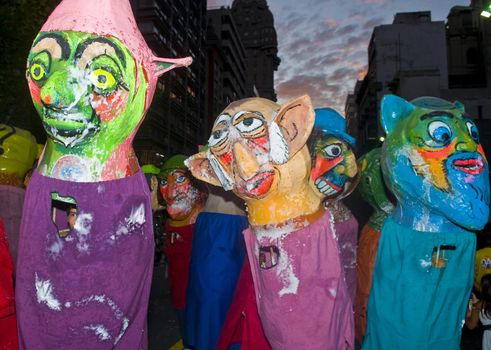 MONTEVIDEO, URUGUAY - JANUARY 27 2011 : A costumed carnaval participants in the annual national festival of Uruguay ,held in Montevideo Uruguay on January 27 2011 