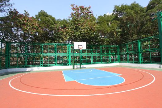 Basketball court in abstract view 