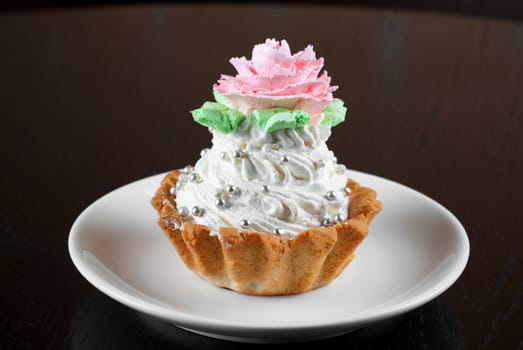 fresh baked cupcake on a wooden table