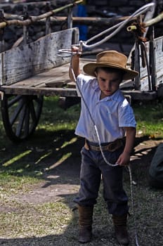 TACUAREMBO, URUGUAY - MAR 5 : Participant in the annual festival "Patria Gaucha" on March 5, 2011 in Tacuarembo, Uruguay. It is one of the biggest festival in South America to celebrate gaucho culture