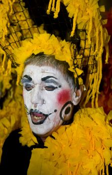 MONTEVIDEO, URUGUAY - JANUARY 27 2011 : A costumed carnaval participant in the annual national festival of Uruguay ,held in Montevideo Uruguay on January 27 2011 