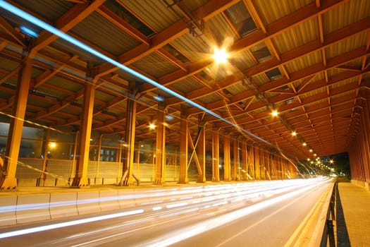 Tunnel at night in Hong Kong