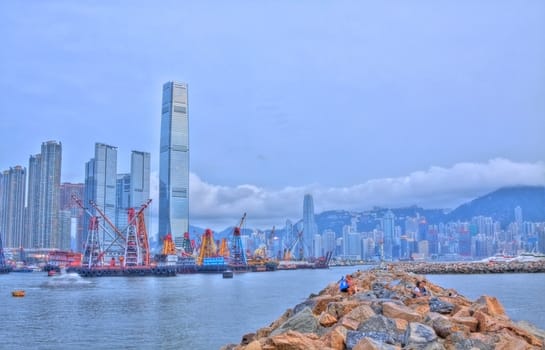 Hong Kong harbour and ships