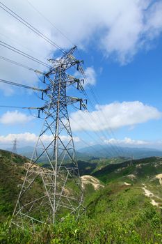 Power transmission tower with cables 