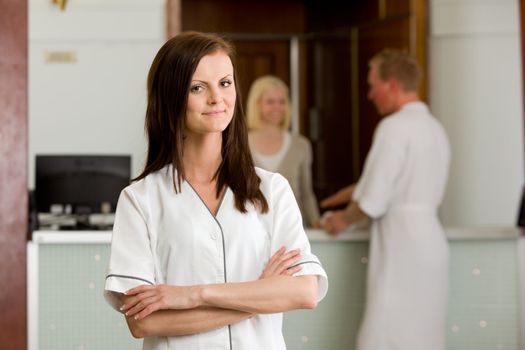 Portrait of a young female professional spa employee