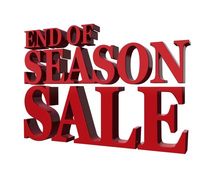 End od season sale. Promotional message in red isolated on a white background.