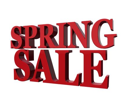 Spring sale. Promotional message in red isolated on a white background.