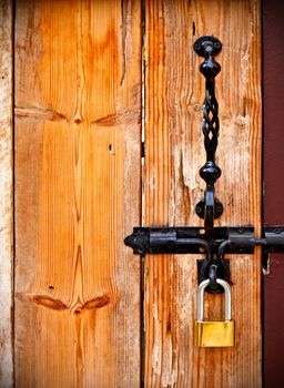 vintage wooden door with lock