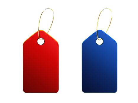 red and blue price tag isolated