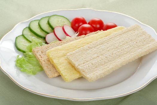 Dietetic sandwich crispbread healthy breakfast colored photo