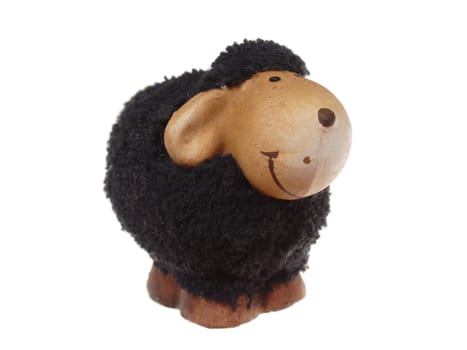 Black easter sheep, photo on the white background