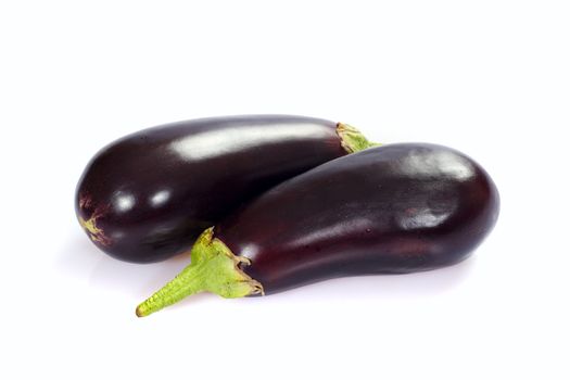 two aubergine, photo on the white background