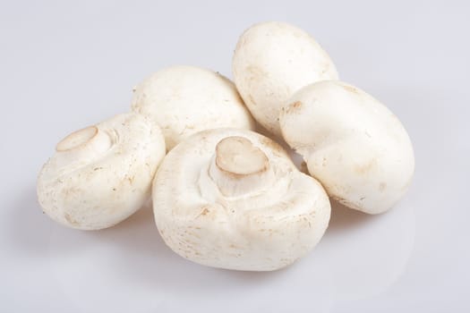  Button mushrooms, photo on the white background