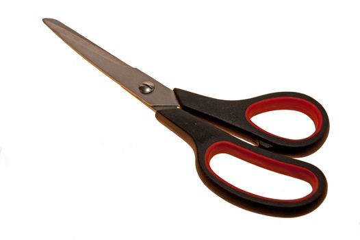 The black scissors on the white background.