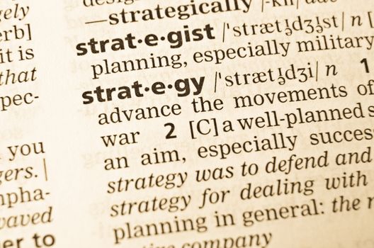 The word strategy in the old dictionary. Selective focus effect.