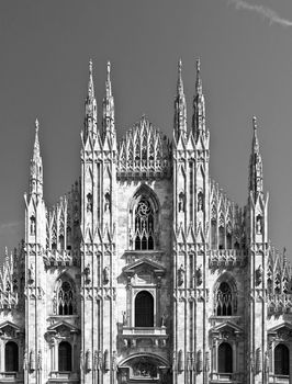 Duomo di Milano, Milan gothic cathedral church - rectilinear frontal view