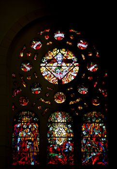 Stained glass in the Cathedral of St Vincent de Paul in Tunis