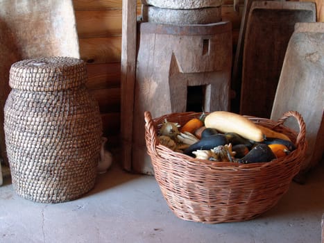  Interior in the ancient house, the typical kitchen devices