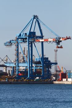 trading port with cranes containers, Genova, Italy