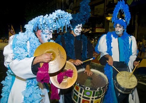 MONTEVIDEO, URUGUAY - JANUARY 27 2011 : A costumed carnaval participants in the annual national festival of Uruguay ,held in Montevideo Uruguay on January 27 2011 