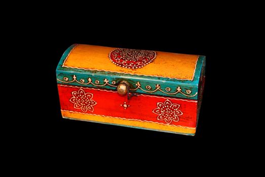 traditional Eastern culture wooden box on black background