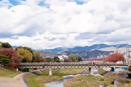 A concerte bridge in an japanese city
