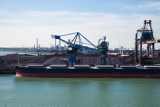 Bauxite transshipment in Rotterdam port