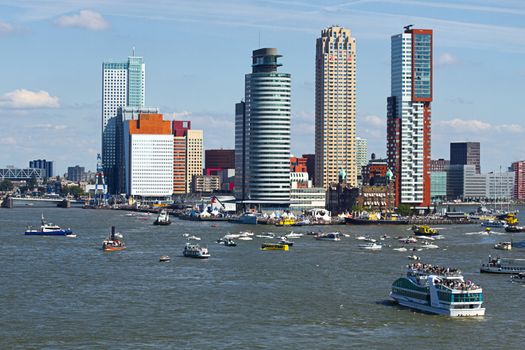 Busy on the river at yearly World Port Days in Rotterdam, the Netherlands