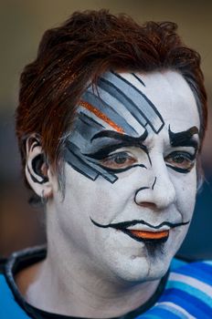 MONTEVIDEO, URUGUAY - JANUARY 27 2011 : A costumed carnaval participant in the annual national festival of Uruguay ,held in Montevideo Uruguay on January 27 2011 