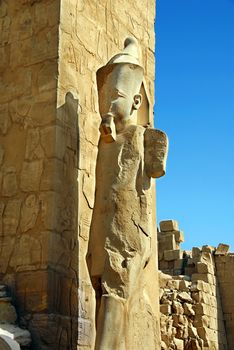 Ancient pharaoh statue in Karnak Temple, Egypt