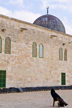 JERUSALEM - NOV 03 : Palestinian woman seat near "El Aqsa" mosque  in the old city of jerusalem , Israel on November 03 2011