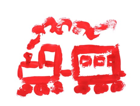 of the train painted with paint simple drawing