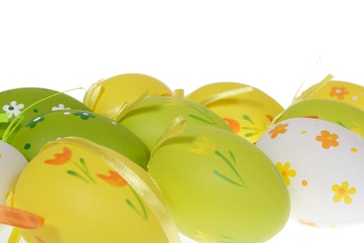 Painted Colorful Easter Eggs, photo on the white background