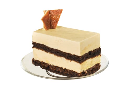 Chocolate cake on the white isolated background