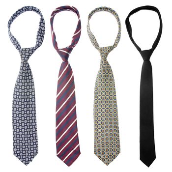 Set of four ties isolated on white background.