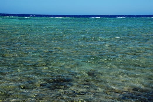 blue seawater of Red Sea in Egypt