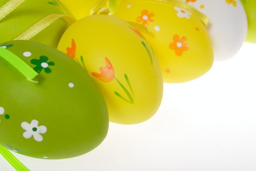 Painted Colorful Easter Eggs, photo on the white background