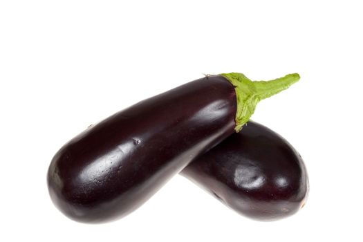 two aubergine photo on the white background