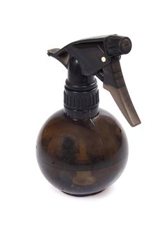 Black spray bottle photo on the white background