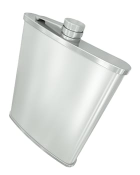 Hip flask isolated on white background. 3D render.