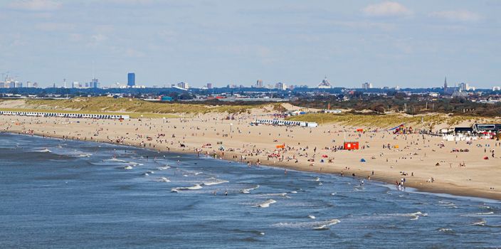 View to the beach from the seaside on a sunny day