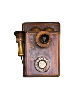 An old telephone  vintage isolate on white