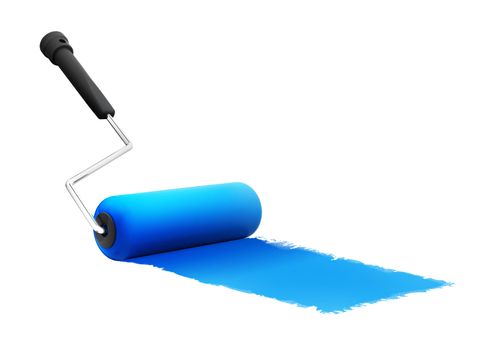 roller brush on white. 3d render illustration