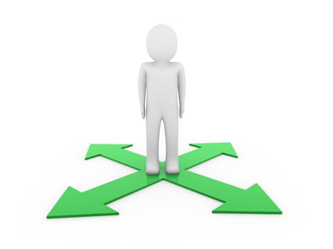 3d man human arrow green way direction success