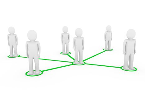 3d men network social green people connection teamwork