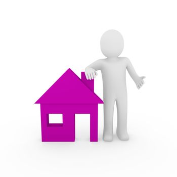 3d man house purple home energie save estate
