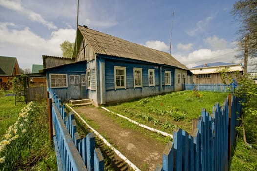 The traditional rural wooden house in Russian province.